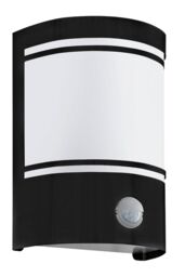Eglo Cerno Metal & Glass IP44 Outdoor Wall Light With Sensor in Black