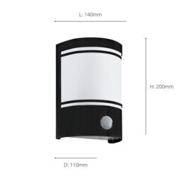 Eglo Cerno Metal & Glass IP44 Outdoor Wall Light With Sensor in Black - thumbnail 3