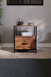 Home Discount Vida Designs Chorley 1 Drawer Bedside Chest UKFR Fabric Storage in Brown - thumbnail 8