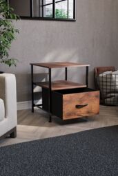 Home Discount Vida Designs Chorley 1 Drawer Bedside Chest UKFR Fabric Storage in Brown - thumbnail 6