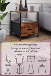 Home Discount Vida Designs Chorley 1 Drawer Bedside Chest UKFR Fabric Storage in Brown - thumbnail 3