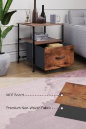 Home Discount Vida Designs Chorley 1 Drawer Bedside Chest UKFR Fabric Storage in Brown - thumbnail 5