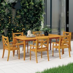 Berkfield Home Outdoor Dining Chairs 6 pcs Solid Wood Acacia in Brown - thumbnail 1