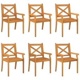 Berkfield Home Outdoor Dining Chairs 6 pcs Solid Wood Acacia in Brown - thumbnail 2