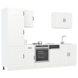 Berkfield Home 7 Piece Kitchen Cabinet Set Kalmar White Engineered Wood - thumbnail 1
