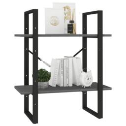 Berkfield Home Decorative 2-Tier Book Cabinet Grey 60x30x70 cm Solid Pine Wood - Size: 60 x 30 x 70 cm - thumbnail 4