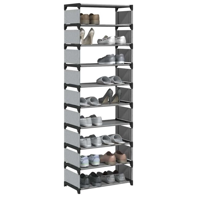 Berkfield Home Shoe Rack 10-Tier Grey 54x28x158 cm Non-woven Fabric - Size: 54 x 28 x 158 cm - image 1