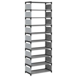Berkfield Home Shoe Rack 10-Tier Grey 54x28x158 cm Non-woven Fabric - Size: 54 x 28 x 158 cm - thumbnail 2