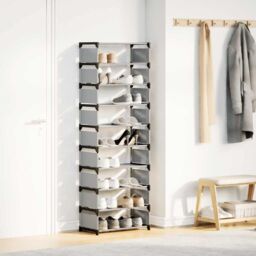Berkfield Home Shoe Rack 10-Tier Grey 54x28x158 cm Non-woven Fabric - Size: 54 x 28 x 158 cm - thumbnail 3
