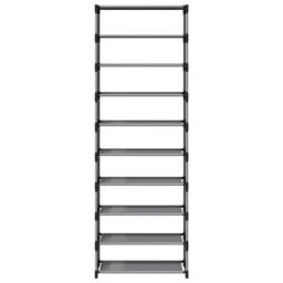 Berkfield Home Shoe Rack 10-Tier Grey 54x28x158 cm Non-woven Fabric - Size: 54 x 28 x 158 cm - thumbnail 5