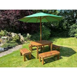 Charles Taylor Knights Six Seater Garden Furniture Rectangular Set - Fully Assembled in Light Brown - thumbnail 5