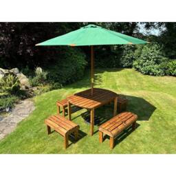 Charles Taylor Knights Six Seater Garden Furniture Rectangular Set - Fully Assembled in Light Brown - thumbnail 3