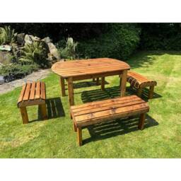 Charles Taylor Knights Six Seater Garden Furniture Rectangular Set - Fully Assembled in Light Brown - thumbnail 2
