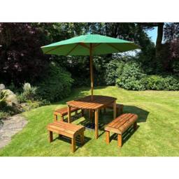 Charles Taylor Knights Six Seater Garden Furniture Rectangular Set - Fully Assembled in Light Brown - thumbnail 4