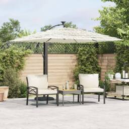 Berkfield Home Durable Garden Parasol with Steel Pole White 246x246x230 cm - Size: 246 x 246 x 230 cm - thumbnail 2