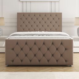 "BSSPOKE Maya Divan Bed Set Plush Velvet 24"" Headboard & Mattress No Drawers in Bronze - Size: King" - thumbnail 1