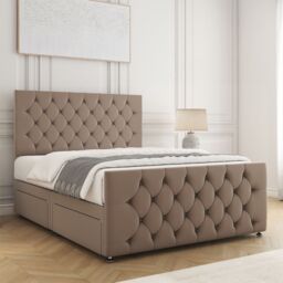 "BSSPOKE Maya Divan Bed Set Plush Velvet 24"" Headboard & Mattress No Drawers in Bronze - Size: King" - thumbnail 2