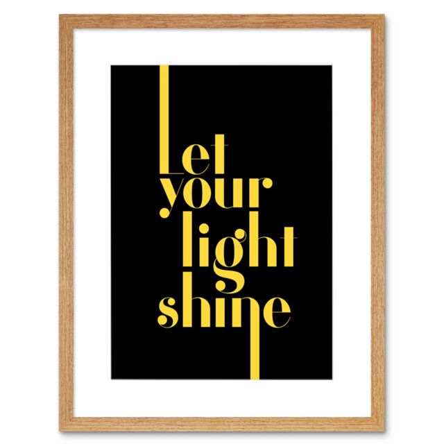 "Artery8 Wall Art Print Extended Yellow Let Your Light Shine Framed in Beige - Size: W7"" x H9""" - image 1