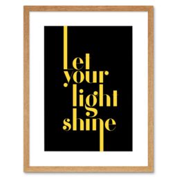 "Artery8 Wall Art Print Extended Yellow Let Your Light Shine Framed in Beige - Size: W7"" x H9""" - thumbnail 1