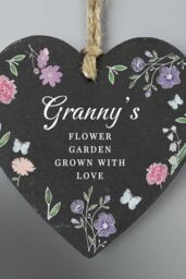 Personalised Memento Company Women's Personalised Wild Flowers Slate Heart in Black - thumbnail 3