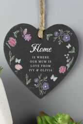 Personalised Memento Company Women's Personalised Wild Flowers Slate Heart in Black - thumbnail 4