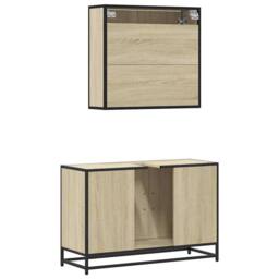 Berkfield Home Durable 2 Piece Bathroom Furniture Set Sonoma Oak Engineered Wood in Light Brown - thumbnail 7