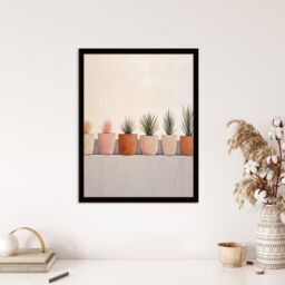 Wee Blue Coo Wall Art Print Growing Plants Neutral House Plants Calm Living Room Framed in Beige - Size: A4 - thumbnail 4
