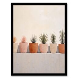 Wee Blue Coo Wall Art Print Growing Plants Neutral House Plants Calm Living Room Framed in Beige - Size: A4 - thumbnail 1