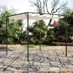 Berkfield Home Garden Gazebo with Retractable Roof Canopy in Beige - thumbnail 1