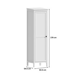 Home Source 1 Door Single Wardrobe Hanging Clothes Organiser White MDF 179cm Tall - thumbnail 7