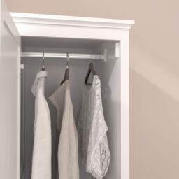 Home Source 1 Door Single Wardrobe Hanging Clothes Organiser White MDF 179cm Tall - thumbnail 5