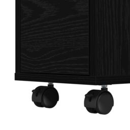 Berkfield Home Narrow Bathroom Cabinet with Wheels Black Oak Engineered Wood - thumbnail 8