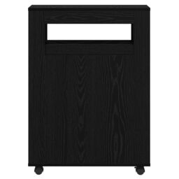 Berkfield Home Narrow Bathroom Cabinet with Wheels Black Oak Engineered Wood - thumbnail 5