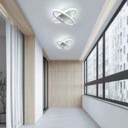 Pheashine Double Ellipse LED Ceiling Light, 27W 6500K Modern Flush Mount, 30cm in White - thumbnail 2