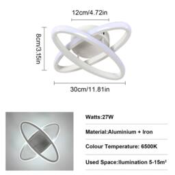 Pheashine Double Ellipse LED Ceiling Light, 27W 6500K Modern Flush Mount, 30cm in White - thumbnail 3