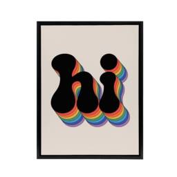 "Artery8 Hi Vibrant Retro Rainbow Font Typography Word Framed Canvas Art Print - Size: W12"" x H16""" - thumbnail 1