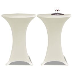 Berkfield Home Standing Table Cover √ò80 cm Cream Stretch 4 pcs - thumbnail 2