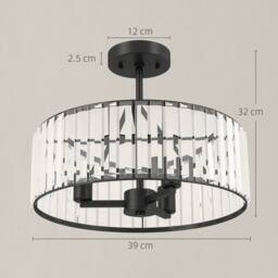 HOMCOM Semi Flush Mount Modern Crystal Chandelier Ceiling Light, Black - Size: 40 cm diameter x 25 cm high - thumbnail 3