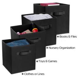 KORVIXA Black 2X FOLDABLE CANVAS STORAGE COLLAPSIBLE - thumbnail 3