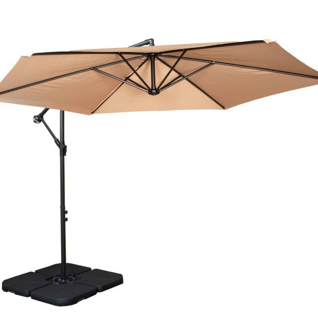 Samuel Alexander 3m Cantilever Banana Beige Parasol. Crank Handle & Base Weights - image 1