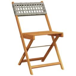 Berkfield Home 3 Piece Bistro Set Grey Poly Rattan & Solid Wood in Natural - thumbnail 3