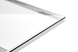 Orsina Silver Rectangular Coffee Table, Stainless Steel Frame with Geometric Diamond Base, Glass Top Centrepiece - thumbnail 3