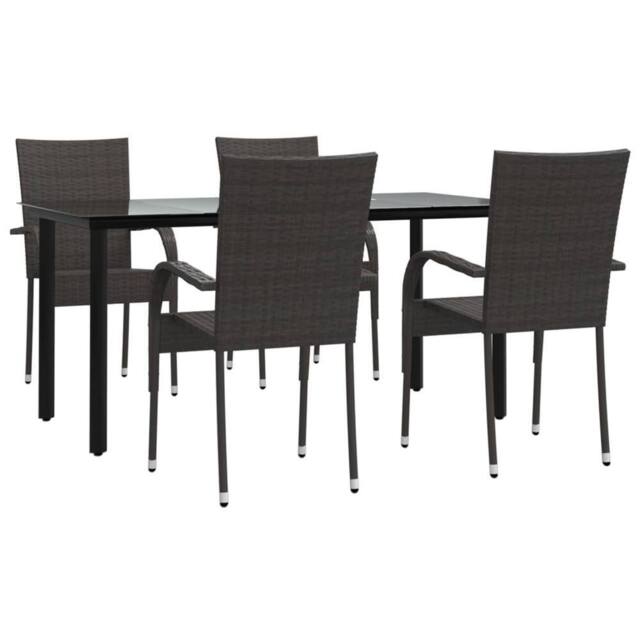 Berkfield Home Beautiful 5 Piece Garden Dining Set Brown Poly Rattan - image 1