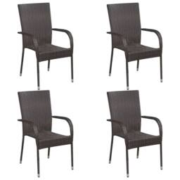 Berkfield Home Beautiful 5 Piece Garden Dining Set Brown Poly Rattan - thumbnail 4