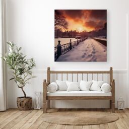 "Warren Reed - Designer A Snowy Walk In London Canvas - Size: W30"" x H30""" - thumbnail 1