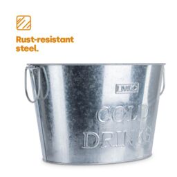 LIVIVO Galvanised Ice Bucket Champagne Bath 24L Large Drinks Cooler for Parties Wine Beer Outdoor Entertaining in Metallic Silver - thumbnail 4