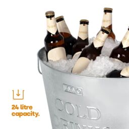 LIVIVO Galvanised Ice Bucket Champagne Bath 24L Large Drinks Cooler for Parties Wine Beer Outdoor Entertaining in Metallic Silver - thumbnail 7