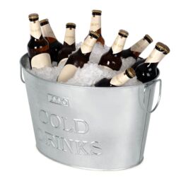 LIVIVO Galvanised Ice Bucket Champagne Bath 24L Large Drinks Cooler for Parties Wine Beer Outdoor Entertaining in Metallic Silver - thumbnail 1