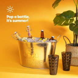 LIVIVO Galvanised Ice Bucket Champagne Bath 24L Large Drinks Cooler for Parties Wine Beer Outdoor Entertaining in Metallic Silver - thumbnail 2