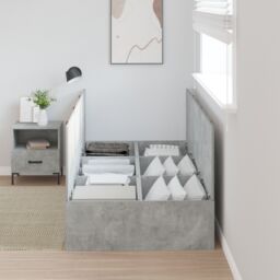 Berkfield Home Bed Frame Concrete grey Concrete Single Storage Bed Frame - thumbnail 4